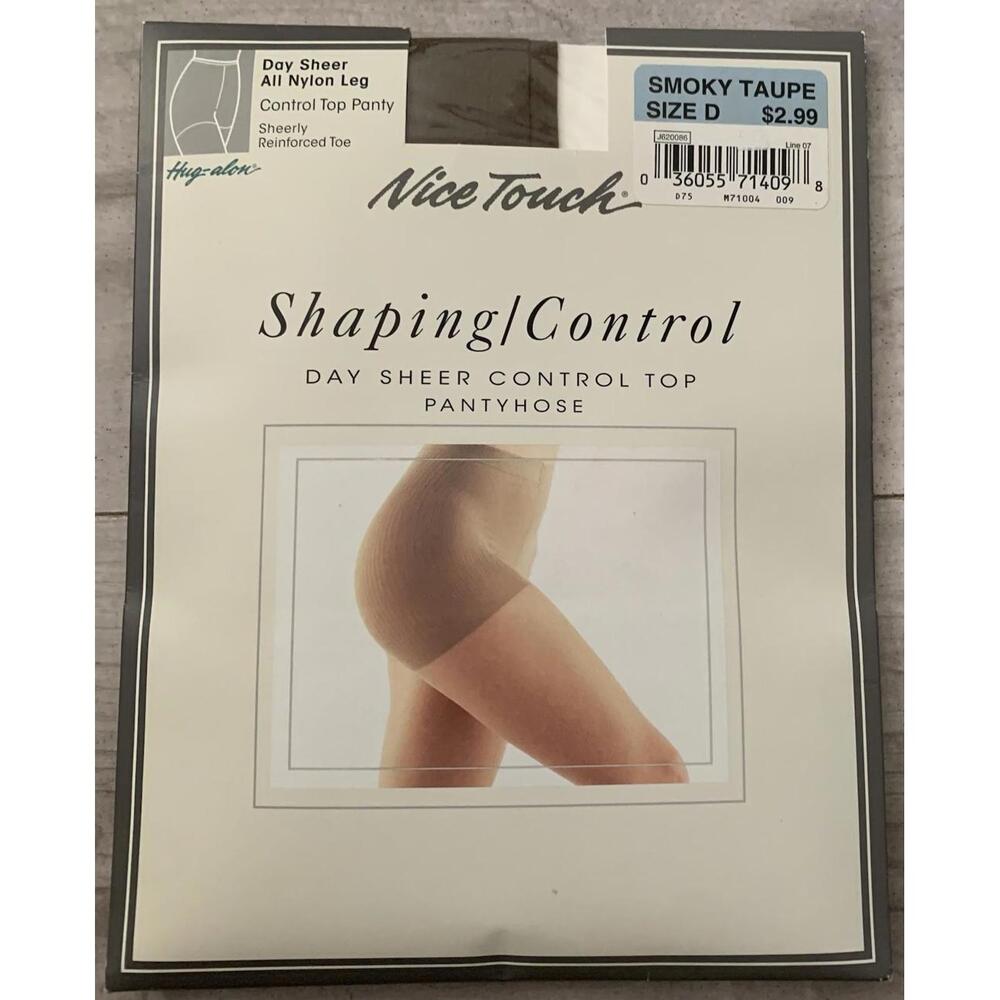 Vtg Nice Touch Shaping Control Pantyhose Sz D Smoky Taupe All Nylon USA Sears